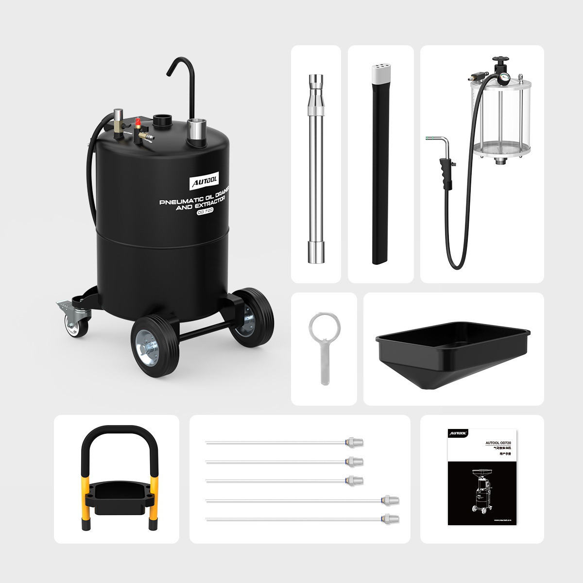 AUTOOL OD720 Pneumatic Oil Pumping and Pumping Engine Gasoline Repair Waste Oil Recovery Barrel Vacuum Collector Oil Change Tool
