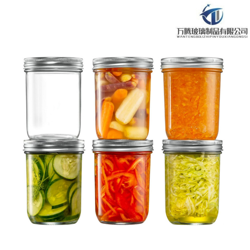 跨境批发16oz玻璃瓶密封盖果酱燕麦蜡烛罐饮料果汁梅森罐