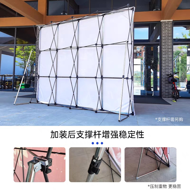 Folding mesh display rack outdoor advertising background wall display rack iron windproof fast curtain show poster rack factory wholesale