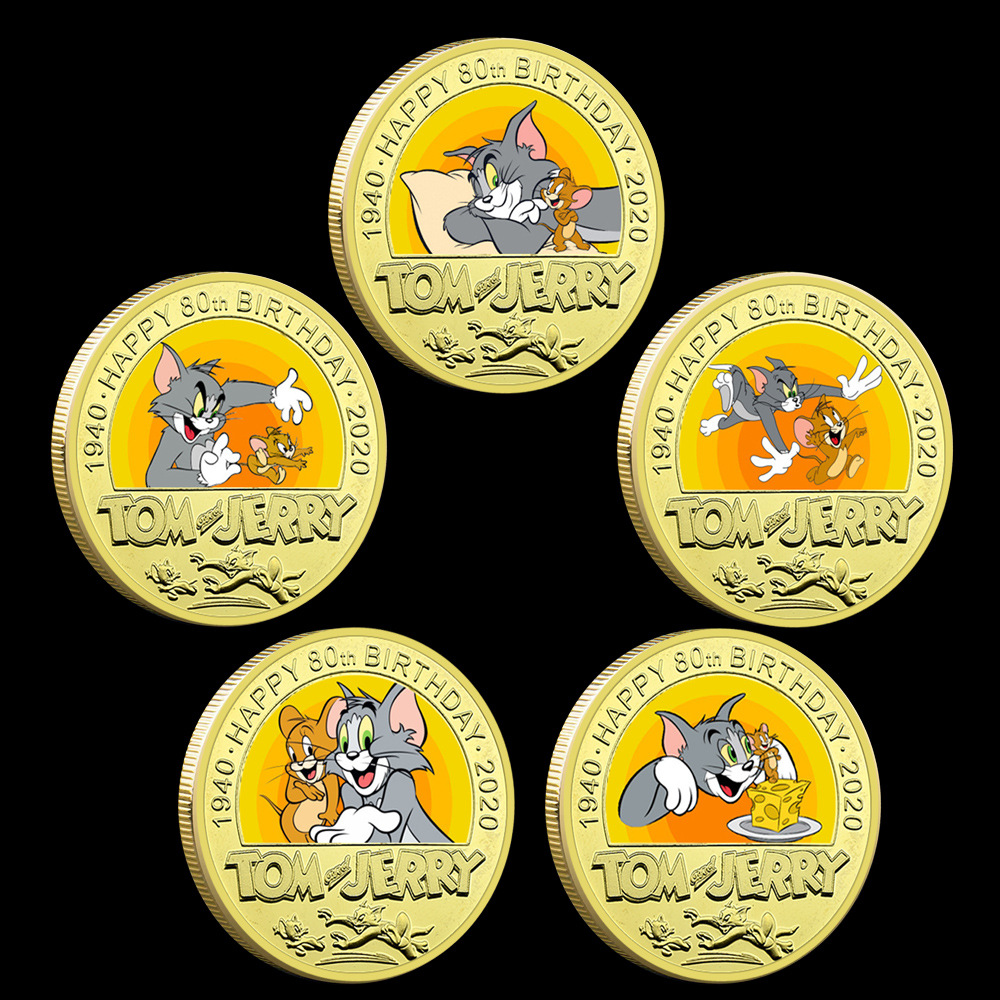 Cat and Mouse Classic Japanese Anime Coin Manga Golden Day Man Metal Moneda conmemorativa Medalla conmemorativa