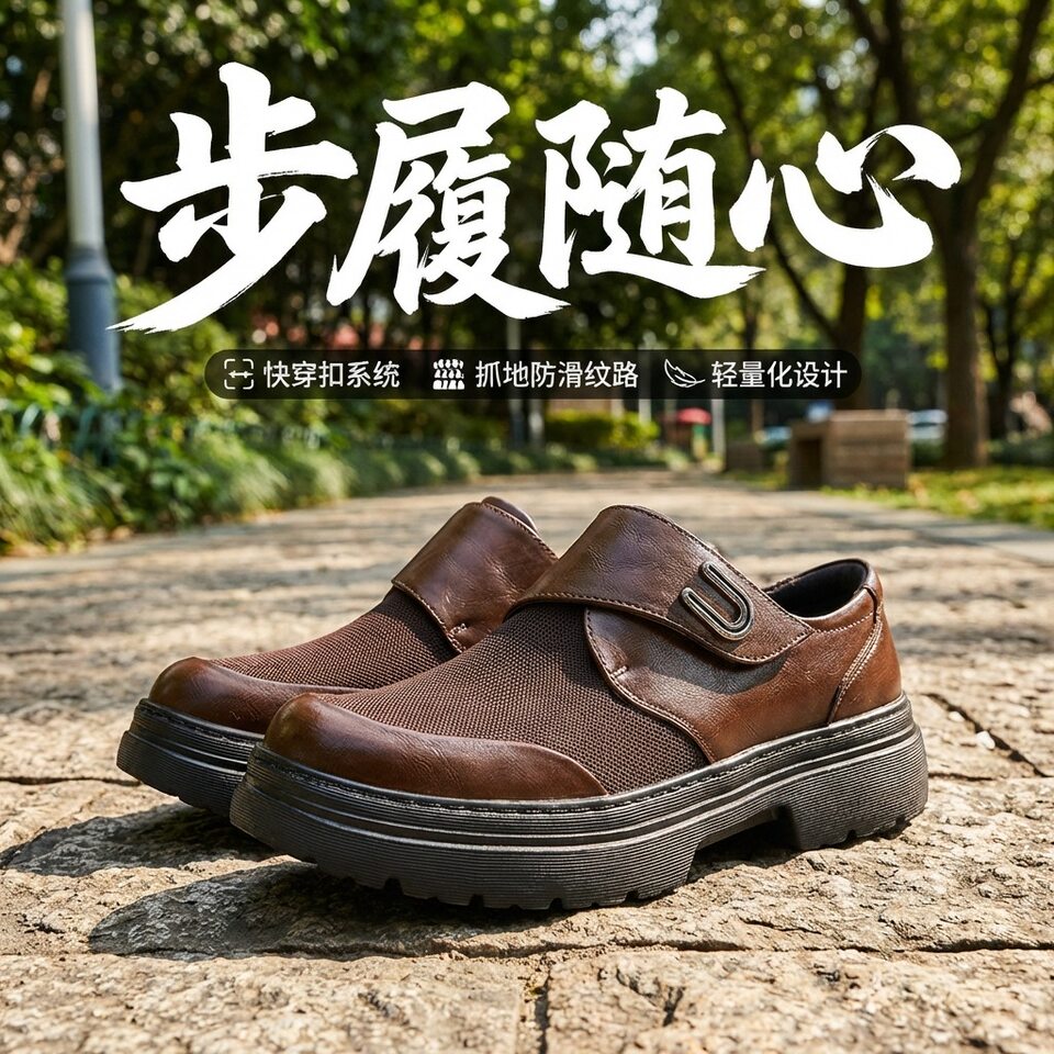 Giày lười nam da thật phối lưới thoáng khí, đế dày 3 cm chống trượt, gót thấp — Màu cà phê, màu đen