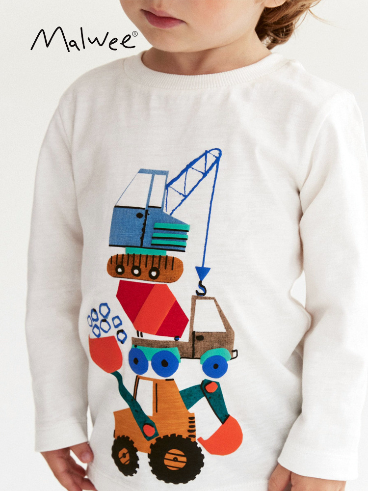 Malwee camiseta de niño otoño nuevo estilo europeo y americano impresión casual niño guapo chaqueta de niño
