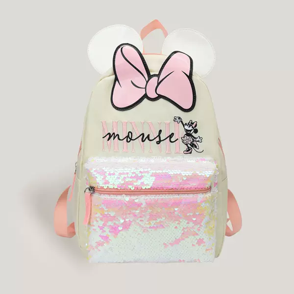Cross-Border New Model Minnie Bow Sequin Children's Backpack Cute Girl Cartoon School Bag Girl Princess Iridescent