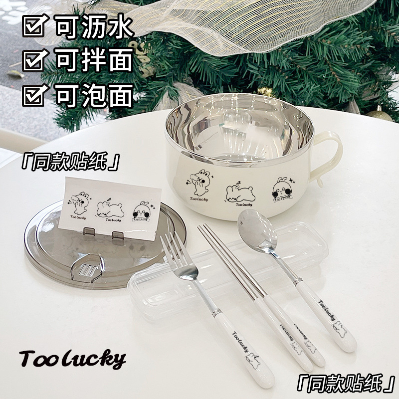 그릇+뚜껑+코니래빗 스티커+코니래빗 식기-핫스타일