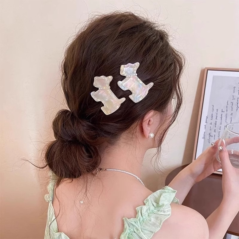 ハイエンドアセテートラインストーン子犬ヘアピン女性のための 2025 新しいかわいいサイド前髪クリップカモノハシクリップサイドクリップヘアアクセサリー|undefined
