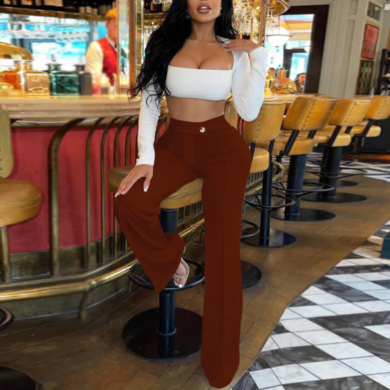 Îmbrăcăminte pentru femei pantaloni casual noi toamnă cu temperament nou pentru navetă pantaloni evazați pantaloni versatili la modă pentru femei_voghion.com