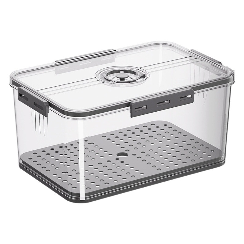 Shouyi refrigerator storage box plastic kitchen organizing timing frozen PET sealed white transparent crisper
