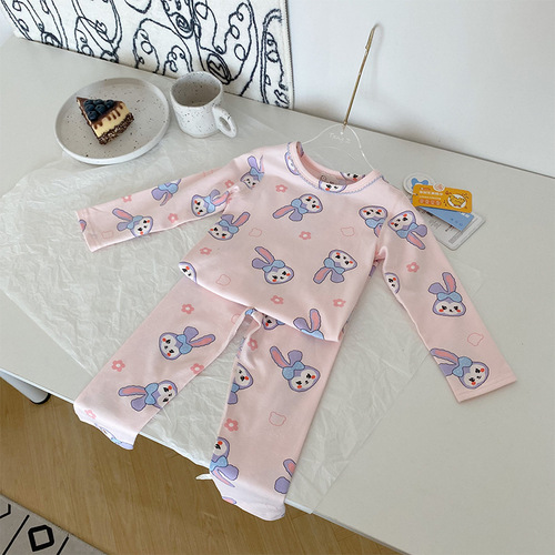 Anmeiya Children's Autumn Clothes and Autumn Pants Underwear Set One Piece Dropshipping for Medium and Large Children's Home Lycra Ginger Manufacturer Wholesale