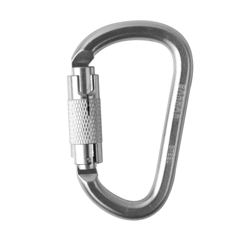 Barhar Main Lock D-Type Two-Stage Steel Lock Rock Climbing Lock High-Altitude Work Safety Buckle High Strength 50Kn