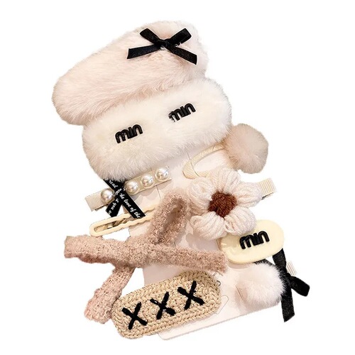 High-end autumn and winter plush hair clips for women with side bangs and broken hair clips, hair accessories, internet celebrity hair clips