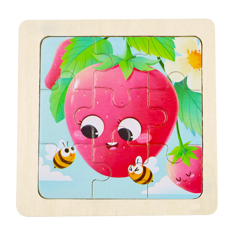 Fábrica directa de niños pequeños 9 piezas de dibujos animados de madera plano rompecabezas puzzle puzzle juguetes de educación temprana para bebés image 6