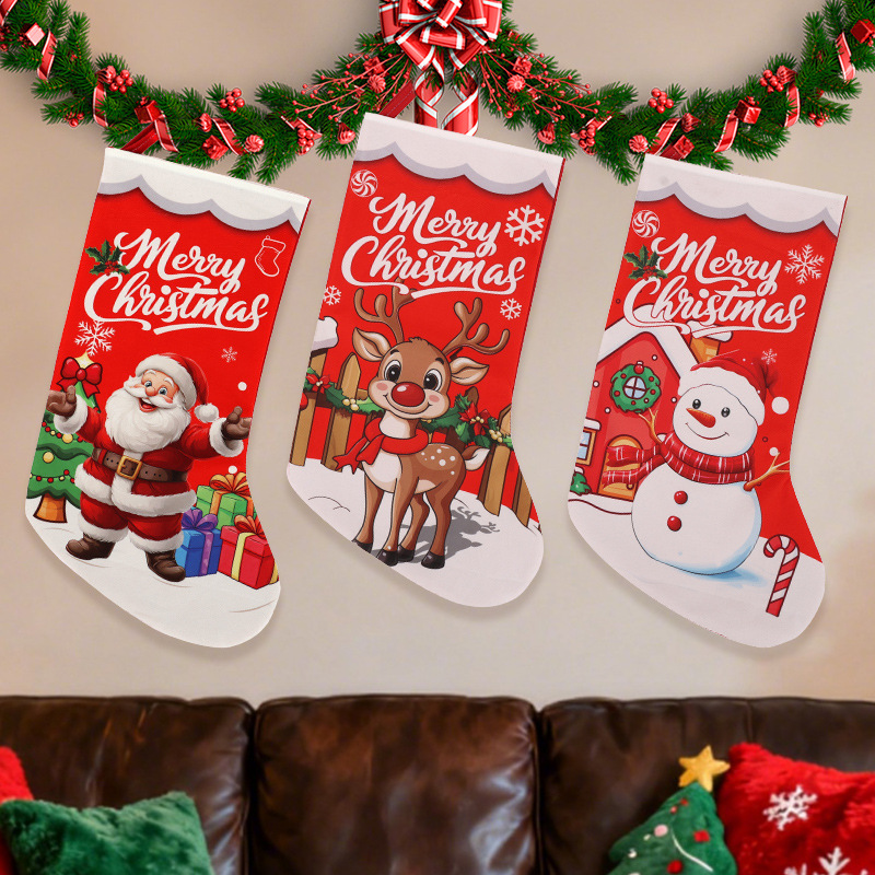 Cross-border Christmas decorations, Christmas socks, digital printing gift bags, shopping mall window pendants, children's candy bags