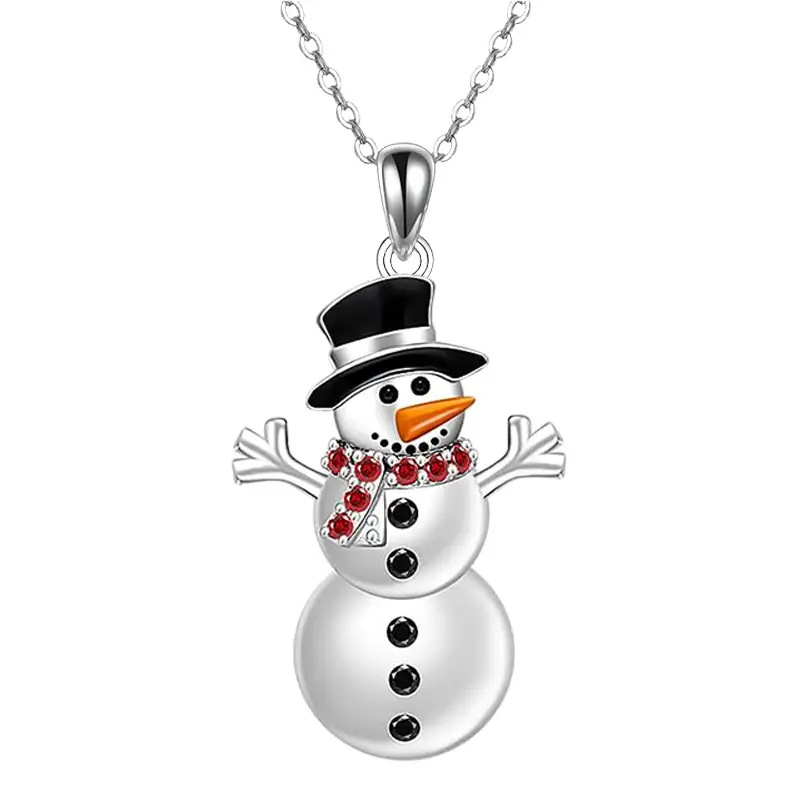 独立站跨境新品清新甜美圣诞雪人项链  时尚创意欧美节日礼物吊坠