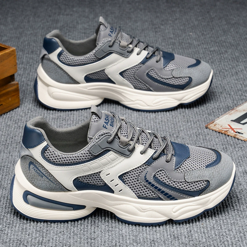 Мужские летние кроссовки 2025 года, новые дышащие спортивные кроссовки из сетки, модные универсальные кроссовки на толстой подошве, повседневные кроссовки для бега, стильные кроссовки для пап.