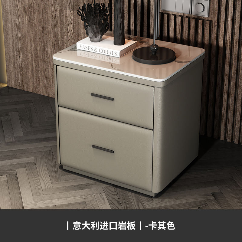 카키 단단한 나무 프레임 마이크로 화이버 가죽 + 록 플레이트 테이블 상단