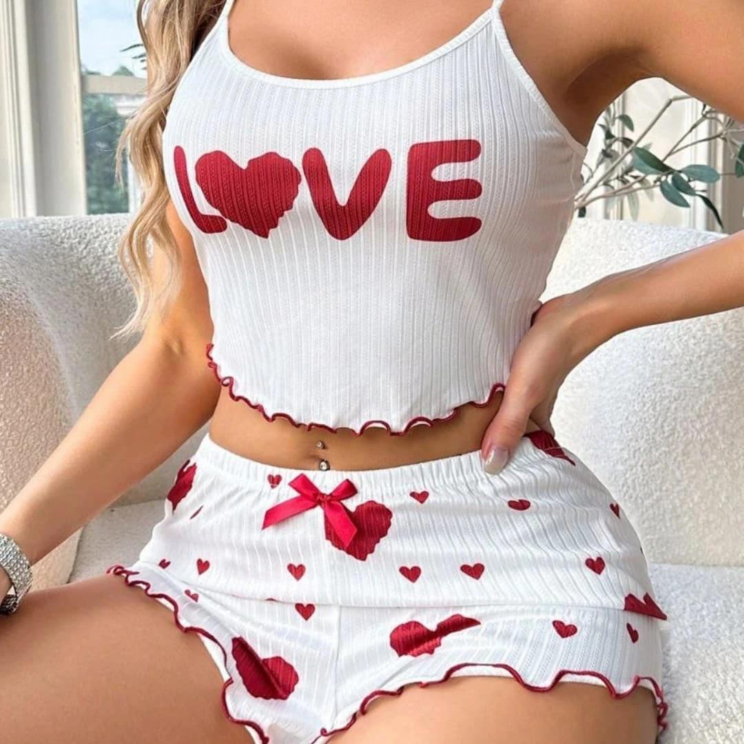 European and American New Style Letter Print Sports Bra Breathable Comfortable Sexy Ruffle Strap Shorts Women's Loungewear