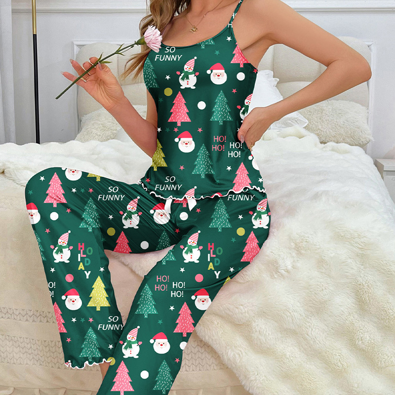 Christmas Long Pajamas for Women Sexy Suspenders for Girls European and American Style Home Wear Set Temu Aliexpress
