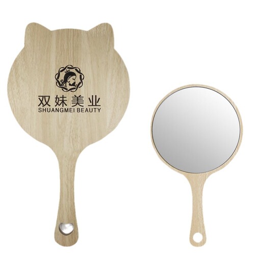 Beauty salon special makeup mirror female handle high-definition embroidered handheld handle mirror portable wooden small mirror