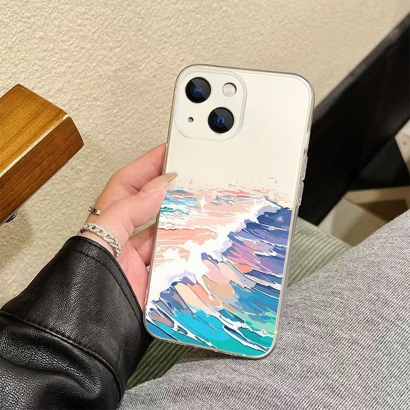 Para olas europeas y americanas, funda para teléfono móvil iphone15promax transparente Apple 15 anti-caída 14pro Japón y Corea 13/12