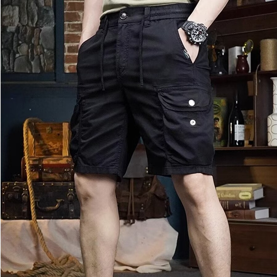 2025 Summer New Arrival Tooling Shorts Men's Casual Multi-Pocket Loose Stretch Five-Minced Pants Outer Wear Five-Minced Pants