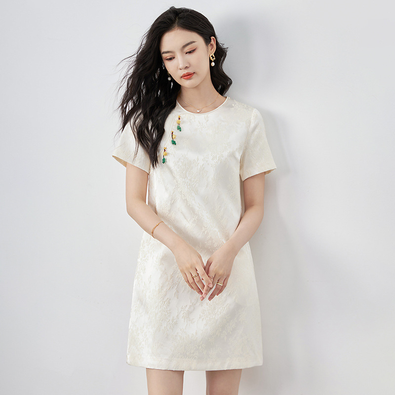 Đầm suông nữ midi tay ngắn mùa hè — 2417504 - Xanh lá cây chi tiết 8