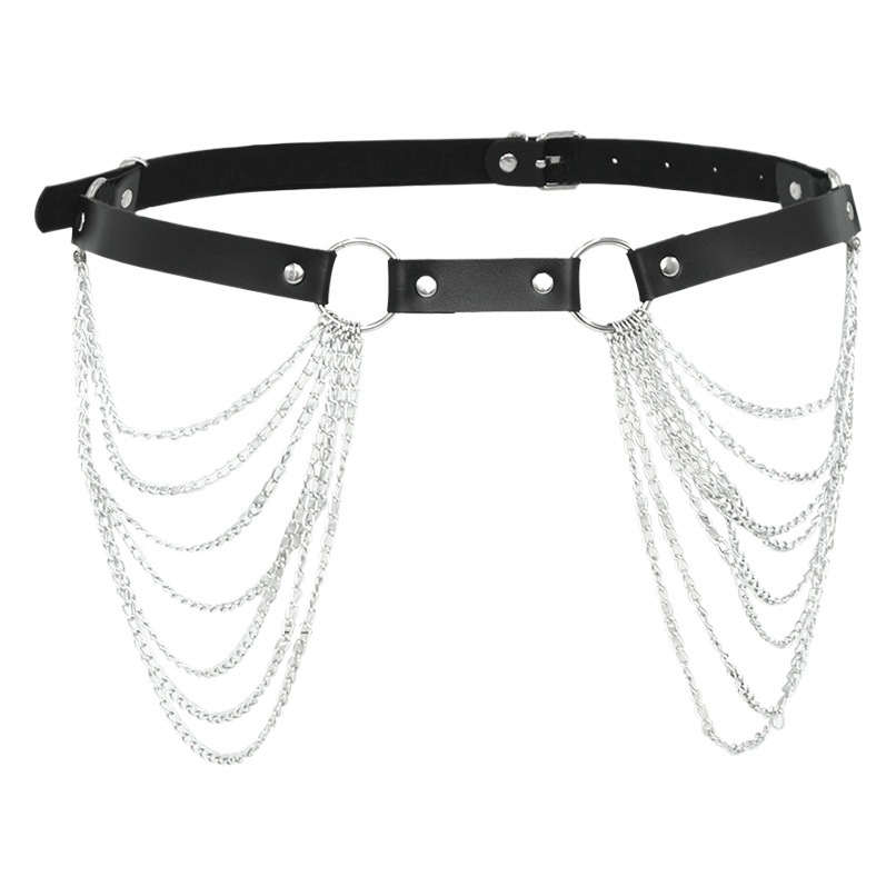 Correa decorativa transfronteriza europea y americana cadena de metal multicapa borla cadena del cuerpo cadena del club nocturno Bar rendimiento joyería cadena de la cintura