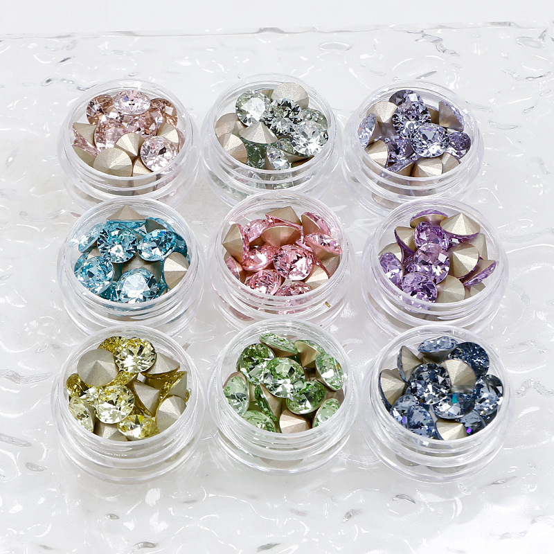 Manufacturer Dongzhou Crystal 6mm Round Pointed Bottom Diamond High Quality K9 Glass Rhinestone Card 8 Inlaid Diamond Jewelry Accessories Customization