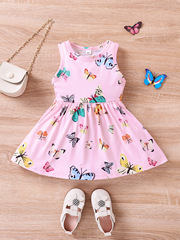 Cross-border INSP baby girl summer colorful butterfly print sleeveless Korean-style fashionable cute dress