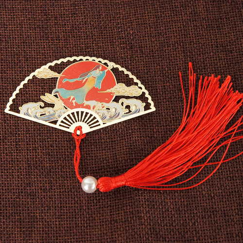 Chinese style large and small folding fans color bookmarks brass metal color bookmarks tourist attractions souvenir gifts