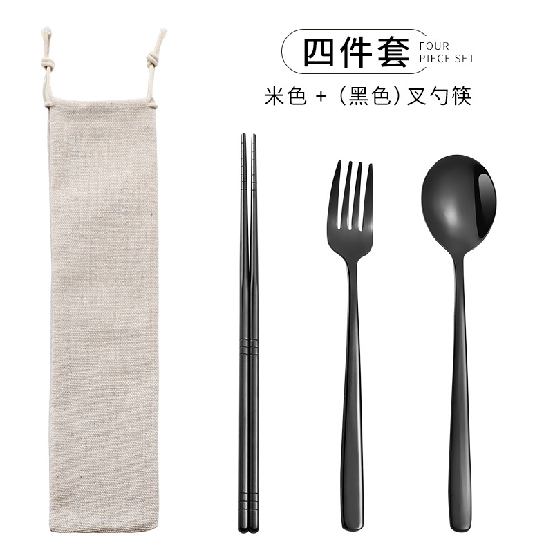 Venta caliente transfronteriza 304 paja de acero inoxidable vajilla portátil creativo chapado en oro palillos coreanos cuchara tenedor paja 7 piezas traje