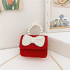 Red oolong tea Da Hong Pao, children's cute chain with bow from pearl, shoulder bag, wallet, Chanel style