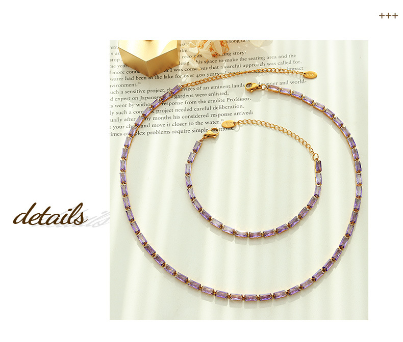 Fashion Geometric Titanium Steel Inlay Bracelets Necklace