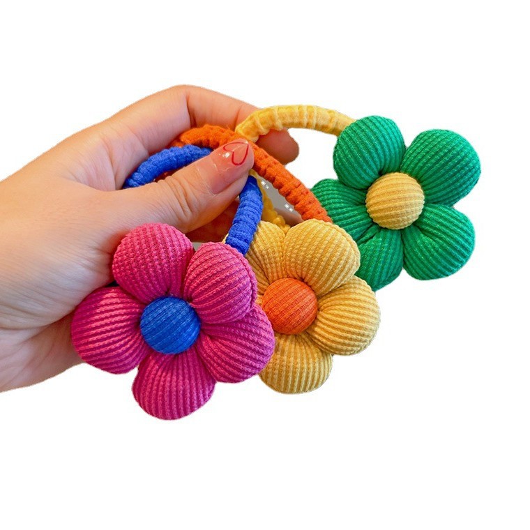 Cuerda de pelo otoño nuevo estilo cuerda de pelo no duele la banda de goma tela de la muchacha flor pelo banda lazo cabeza de la bola de la muchacha