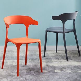 Plastic Horn Chair Dining Table Backrest Stool Backrest Chair Home Nordic Dining Chair for Adults, Thickened and Durable