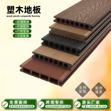 WPC木塑室外地板露台庭院花园木纹圆孔共挤地板pvc户外塑木地板厂