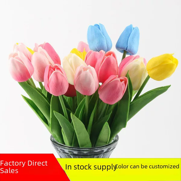 Mini PU plastic Tulip artificial flower fake flower cross-border foreign trade silk flower wedding home decoration flower factory wholesale