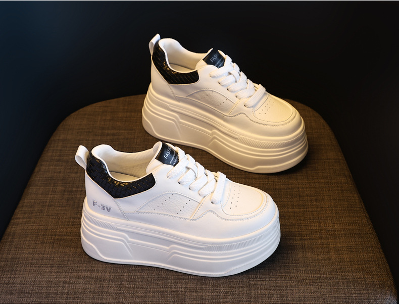 Giày sneaker nữ đế dày trắng đa năng HK9880 đế xuồng 8 cm — đen chi tiết 5