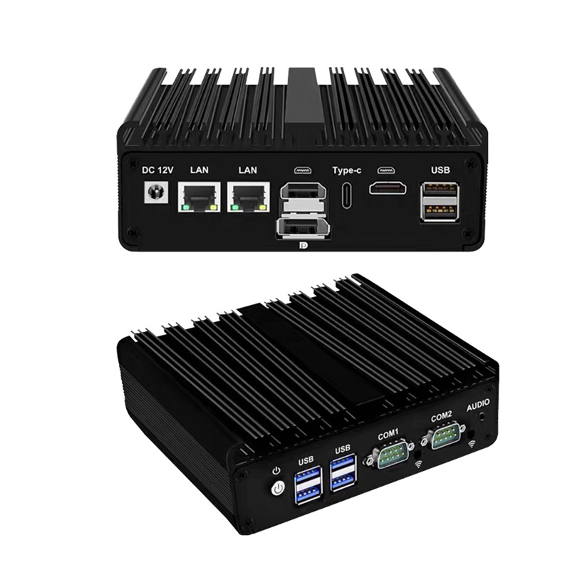 Desktop assembly industrial control machine with fan N6000 N100 three-display TYPE-C single string mini industrial control machine