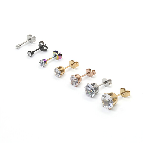 earrings stainless steel with zircon