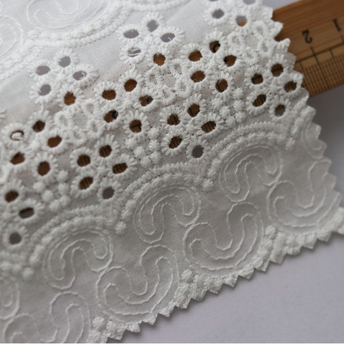 [Mill] 60 algodón peinado bordado hueco vestido de flores franceses ropa de bebé bolsas de mesa tela de artesanía image 3