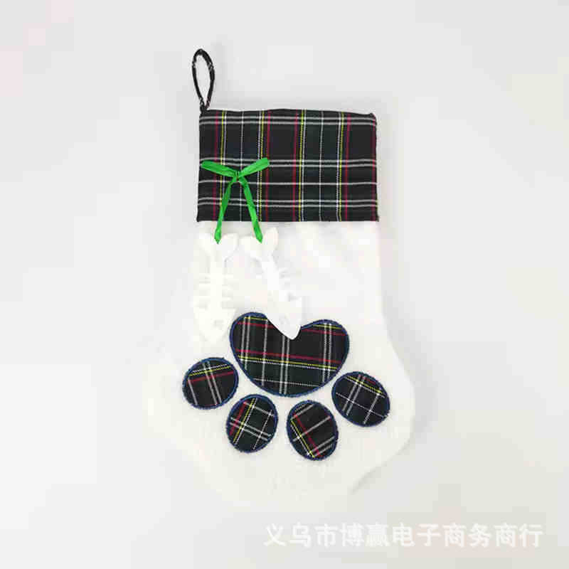 クロスボーダークリスマスラムウールクマの手クリスマスソックスギフトバッグクリスマススタイルリボンギフト収納吊り飾り|undefined