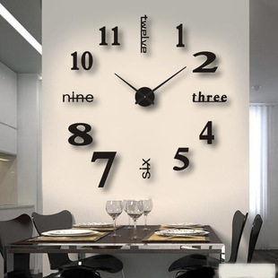 Черное креативное трехмерное украшение для гостиной, часы на стену, простой и элегантный дизайн, европейский стиль