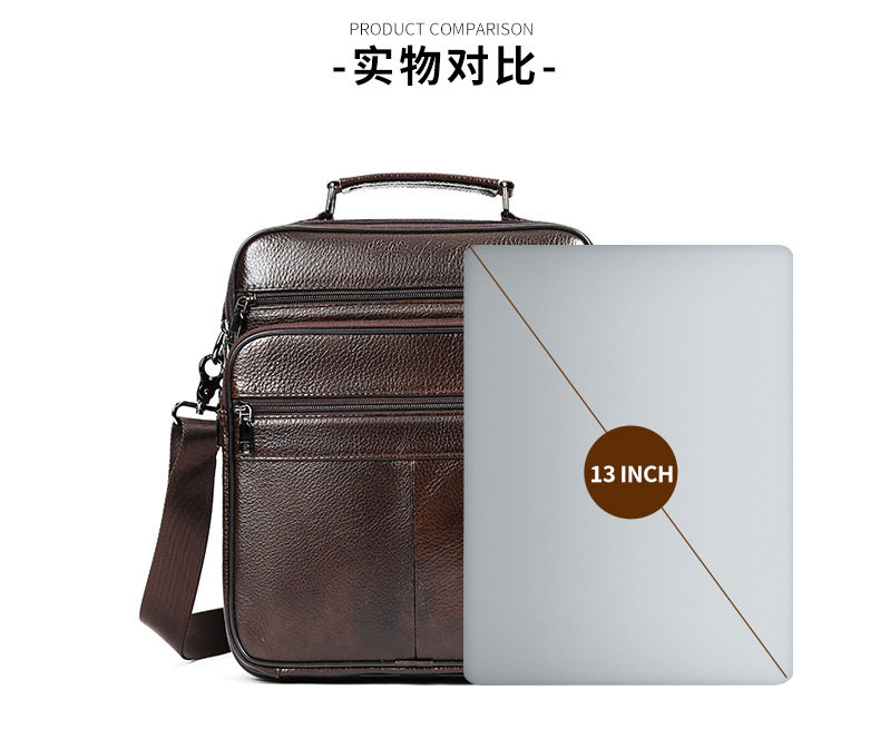 Túi đeo chéo nam da bò thật lớp đầu cao cấp, túi mềm xách tay dung tích lớn, đựng vừa iPad 13 inch — Màu cà phê (Kiểu nhỏ), Màu nâu (Kiểu nhỏ), Màu đen (Kiểu nhỏ), Cà phê (loại lớn) chi tiết 11