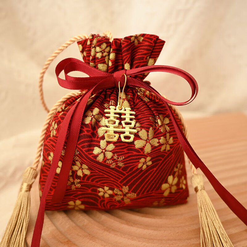 Bolso de boda no tejido rojo regalo impermeable bolsa de caramelo de boda grande caja de regalo de mano bolsa de regalo