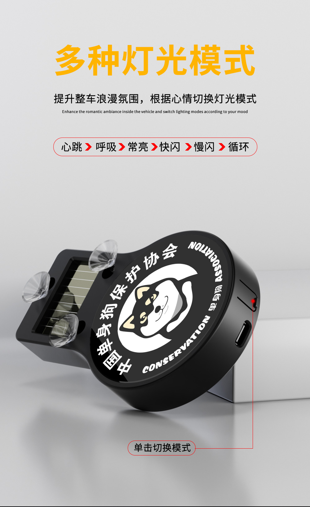Cross-border best-selling car LED light, Devil's Eye dynamic solar-powered car light, triangular window ambient light