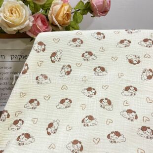 全棉双层纱布料 婴儿纱布卡通小清新童装睡衣面料 小熊印花布料-阿里巴巴