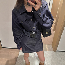 水洗牛仔衬衫连衣裙女秋季小个子复古短裙收腰显瘦裙子2025新款