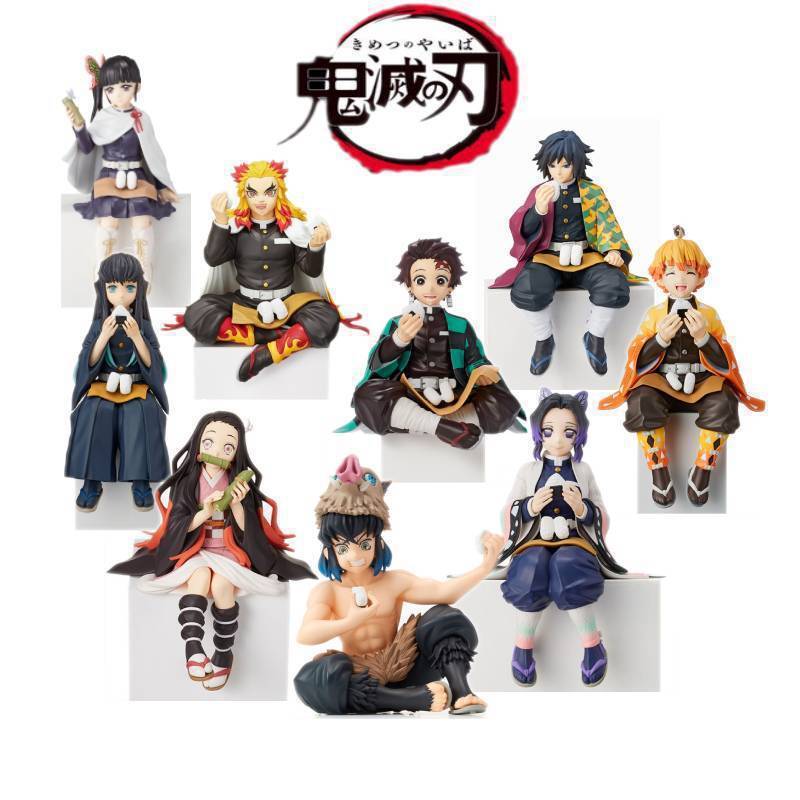 Demon Slayer: Kimetsu No Yaiba Figure Rice Ball Tanjiro Midouko Zenitsu Instant Noodles Pressed Desktop Chassis Car Ornaments Gift
