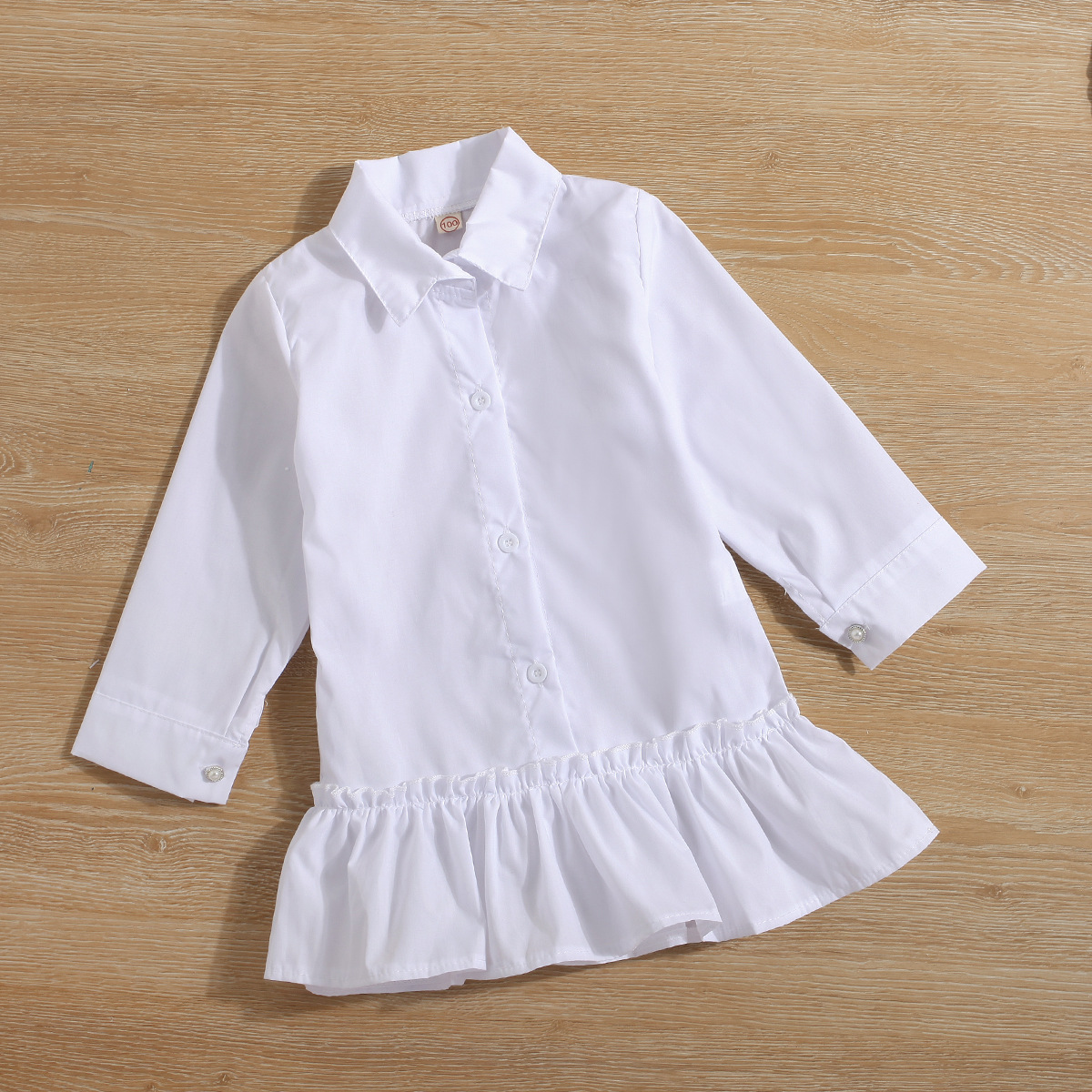 2024 Frühling und Herbst Kinderkragen Hemdrock Mädchen Rüschenkleid Cowboy Tank Top Zweiteiliges Set_voghion.com
