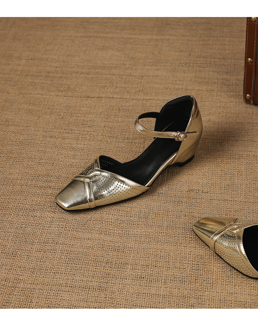 Sandal cao gót nữ quai ngang mũi vuông kiểu Pháp, gót thô ổn định — đen chi tiết 19